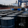 Oil barrels at a port