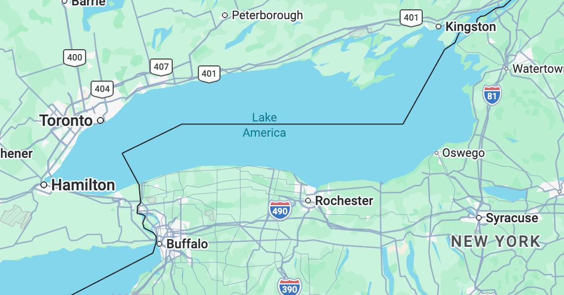 Google Maps Now Shows ‘Lake America’ Instead of Lake Ontario