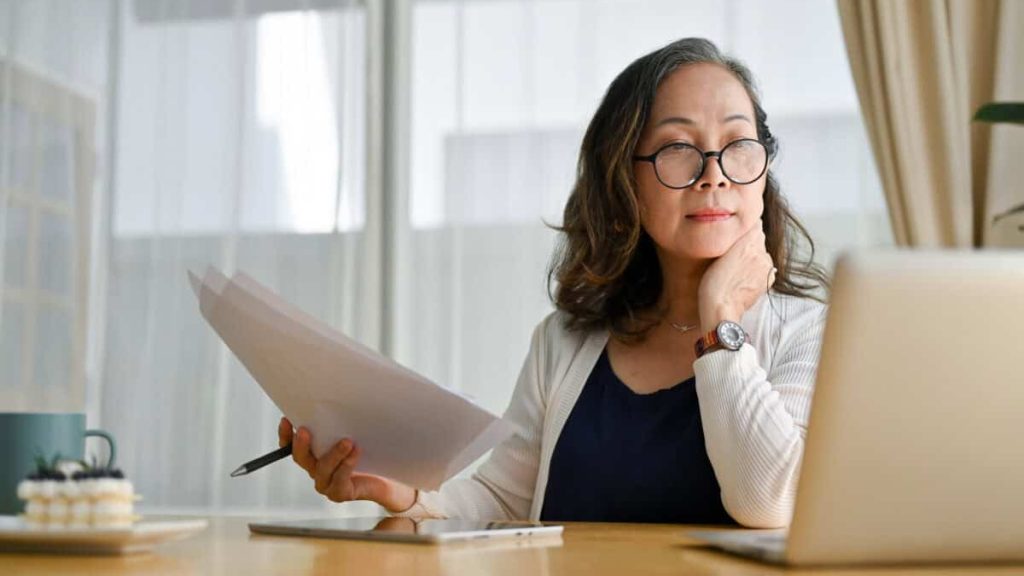woman considering the future
