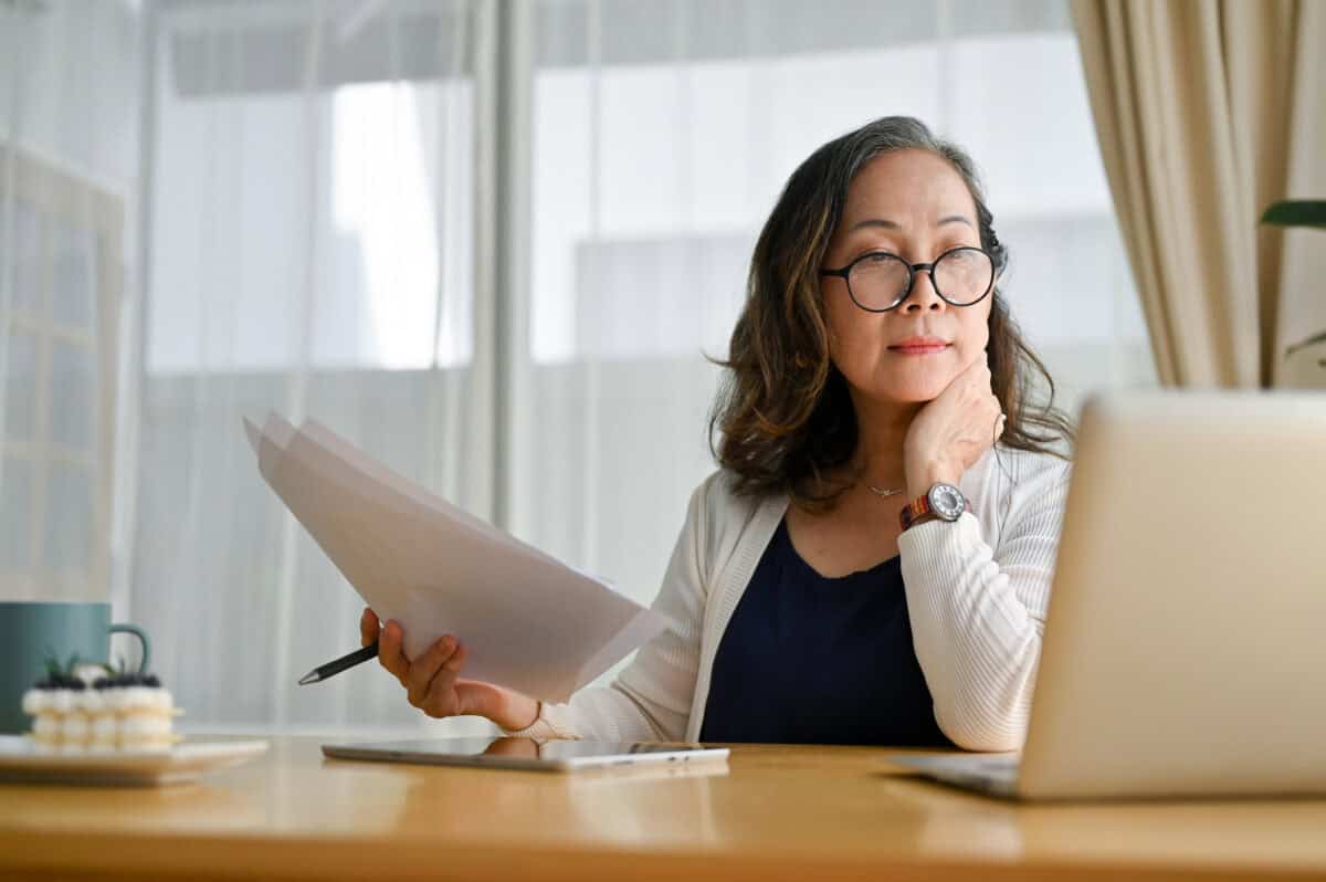 woman considering the future