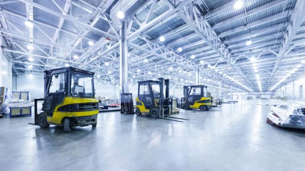 Forklift in a warehouse