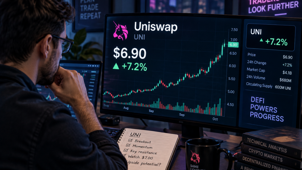 Analyst checking Uniswap price