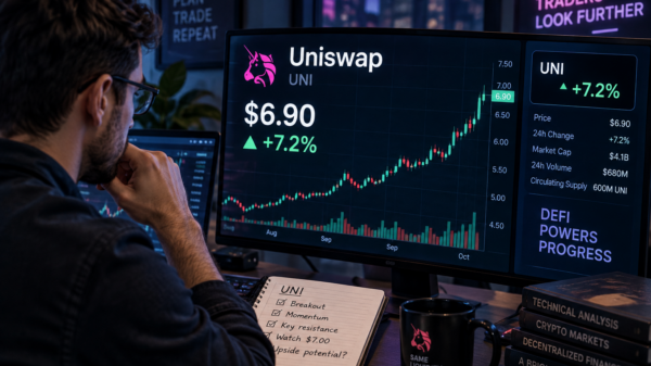 Analyst checking Uniswap price