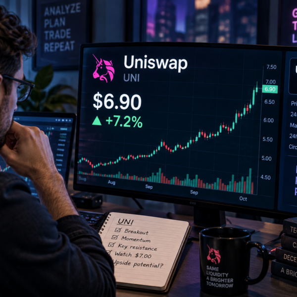 Analyst checking Uniswap price